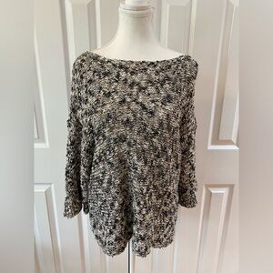 Eileen Fisher Black/White/Brown 3/4 Sleeve Sweater Size L